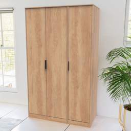 Crowndale Hong Kong 3 Door Nebraska Oak Tall Wardrobe Ready Assembled - thumbnail 1