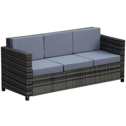 Outsunny 3 Seater Rattan Sofa Grey - thumbnail 2