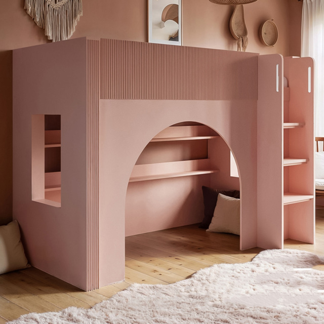Flair Kaska Pink Single Ribbed Panel Mid Sleeper Bed - image 1