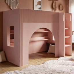 Flair Kaska Pink Single Ribbed Panel Mid Sleeper Bed - thumbnail 1