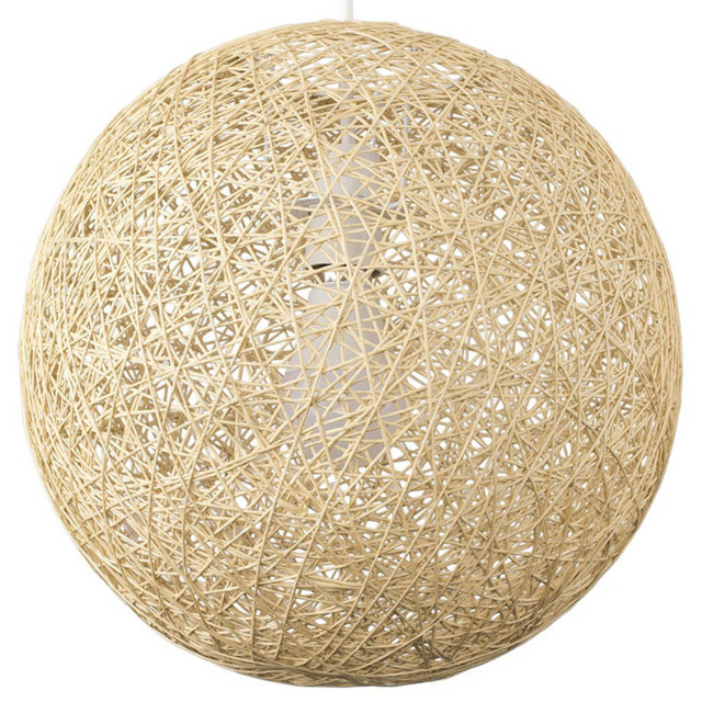 ValueLights Bjorn Cream Rattan Wicker Pendant Shade Medium - image 1