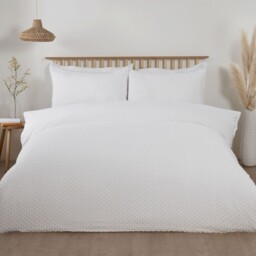 Sienna White Super King Size Tufted Dot Duvet Set