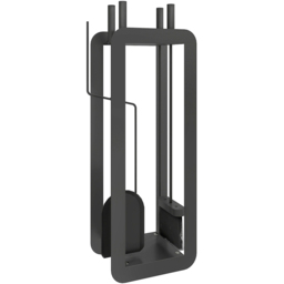 Outsunny Black Metal Fireplace Companion Set 5 Piece - thumbnail 1