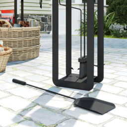 Outsunny Black Metal Fireplace Companion Set 5 Piece - thumbnail 3