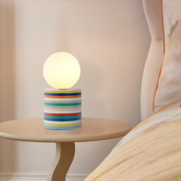 Lara Globe Shade Multicolour Stripe Base Glass Table Lamp - thumbnail 3