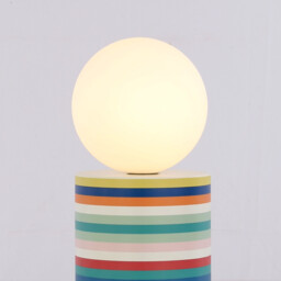 Lara Globe Shade Multicolour Stripe Base Glass Table Lamp - thumbnail 4