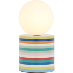 Lara Globe Shade Multicolour Stripe Base Glass Table Lamp - thumbnail 1