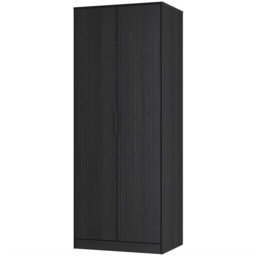 Crowndale Fluted 2 Door Black Ash Tall Wardrobe Ready Assembled - thumbnail 4
