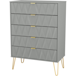 Crowndale Diamond 5 Drawer Dusk Grey Chest of Drawers Ready Assembled - thumbnail 2