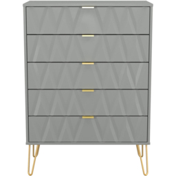 Crowndale Diamond 5 Drawer Dusk Grey Chest of Drawers Ready Assembled - thumbnail 3
