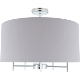 Pacific Lifestyle Plaza Grey Linen Shade Silver Metal Pendant Light