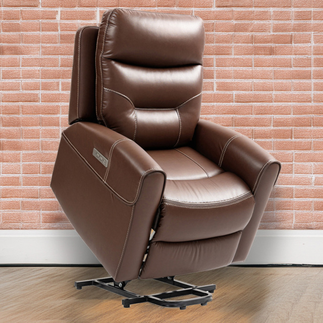 Portland Brown Overstuffed Electric Rise and Recliner Armchair with USB Port and Remote - image 1