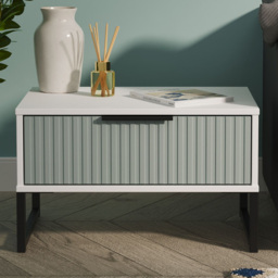 Crowndale Fluted Single Drawer Duck and White Matt Wide Side Table Ready Assembled