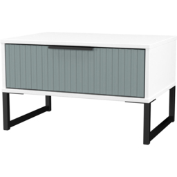 Crowndale Fluted Single Drawer Duck and White Matt Wide Side Table Ready Assembled - thumbnail 4