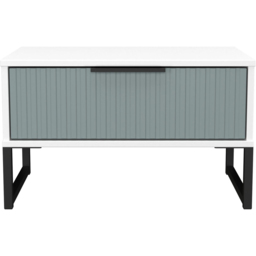 Crowndale Fluted Single Drawer Duck and White Matt Wide Side Table Ready Assembled - thumbnail 2