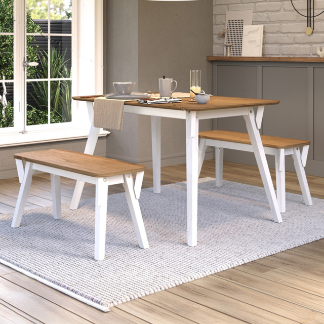 Core Products Corona 4 Seater White Rectangular Large Dining Bench Set - image 1