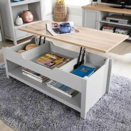 Home Source Grey Avon Lift Up Coffee Table with Hidden Storage