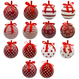 The Christmas Workshop Red and White Snowflake Assorted Bauble 14 Pack