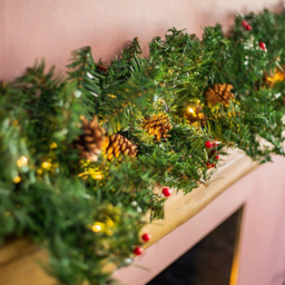 Marco Paul Warm White LED Christmas Garland with Pinecones and Berries 274cm - thumbnail 3