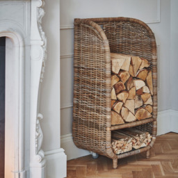Ivyline Rattan Rustic Natural Log Trolley with Kindling Shelf - thumbnail 2