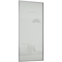 Spacepro Single Panel Silver Frame Artic White Glass Sliding Door 2220 x 762mm