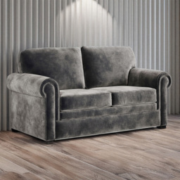 Jay-Be Heritage 2 Seater Luxe Velvet Steel Sofa Bed with e-Pocket Mattress