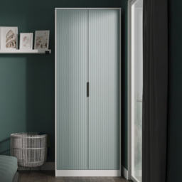 Crowndale Fluted 2 Door Duck and White Matt Tall Wardrobe Ready Assembled - thumbnail 1