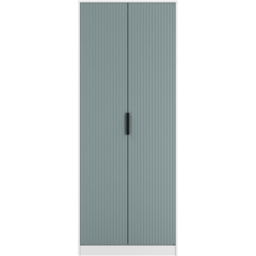Crowndale Fluted 2 Door Duck and White Matt Tall Wardrobe Ready Assembled - thumbnail 2