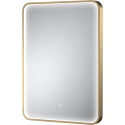 nuie Brushed Brass Framed LED Touch Sensor Mirror 700 x 500mm - thumbnail 1