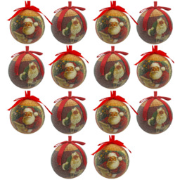 The Christmas Workshop Santa Decoupage Bauble 14 Pack - thumbnail 1