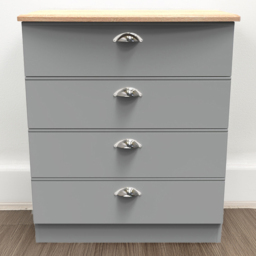 Crowndale Victoria 4 Drawer Dusk Grey and Oak Chest of Drawers