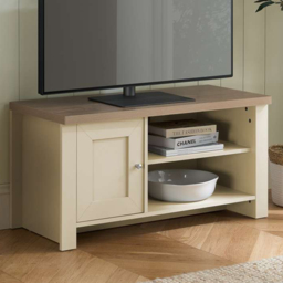 Highgate Single Door 2 Shelf Cream Oak Small TV Unit - thumbnail 1