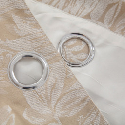 Alan Symonds Chenille Jacquard Lined Ring Top Eyelet Curtains Cream 229 x 183cm - thumbnail 2