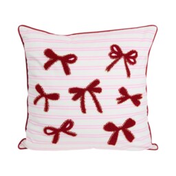 Pink Festive Bows Embellished Christmas Cushion 45 x 45cm