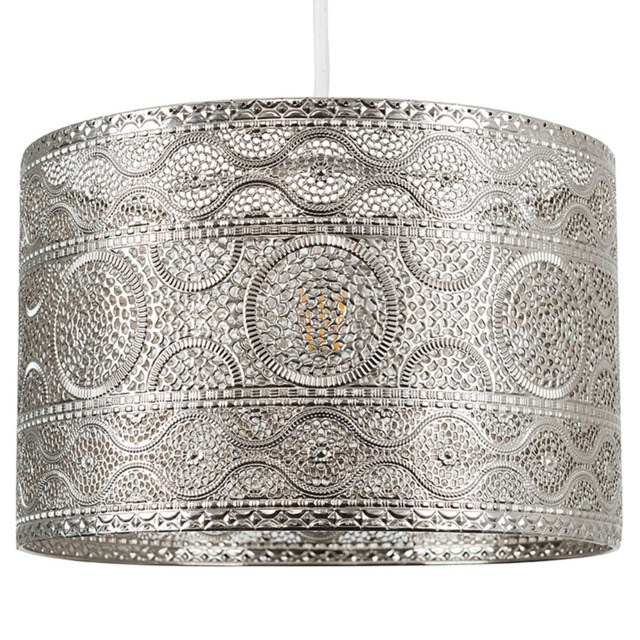 ValueLights Casablanca Moroccan Style Chrome Drum Pendant Shade - image 1
