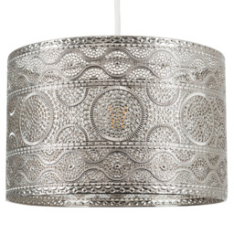 ValueLights Casablanca Moroccan Style Chrome Drum Pendant Shade