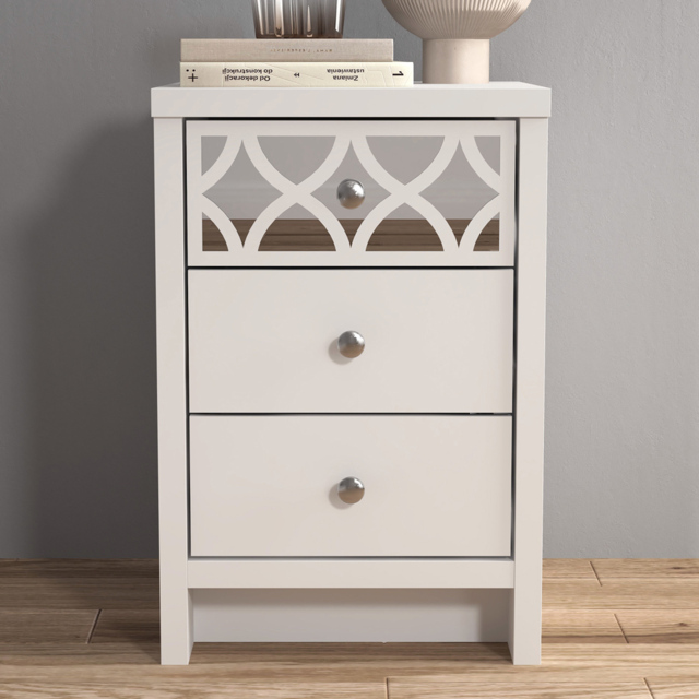 GFW Arianna 3 Drawer White Bedside Table - image 1
