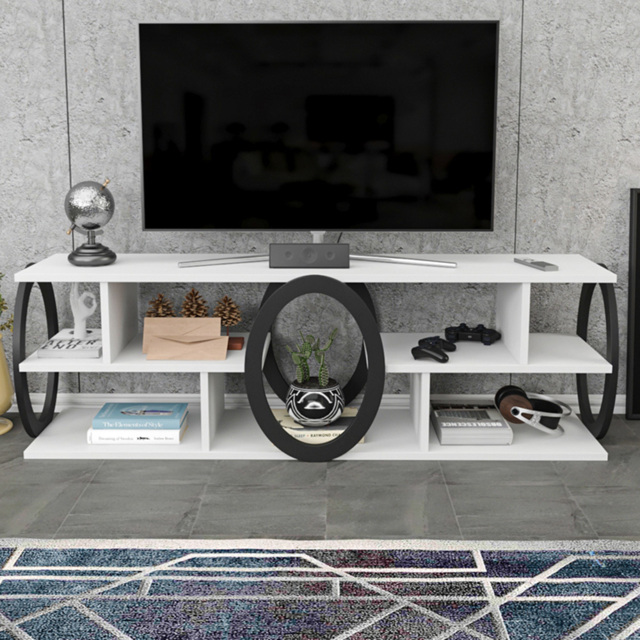 Decorotika Fale White and Black 7 Shelf TV Unit - image 1