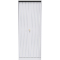 Crowndale Diamond Ready Assembled 2 Door Matt White Tall Double Wardrobe - thumbnail 2