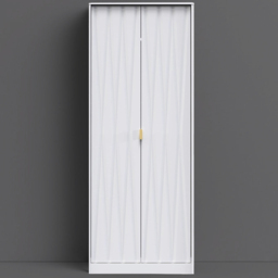 Crowndale Diamond Ready Assembled 2 Door Matt White Tall Double Wardrobe - thumbnail 1