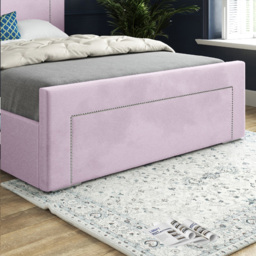 Lucca Pink Double Velvet Upholstered Bed Frame with High Headboard - thumbnail 4
