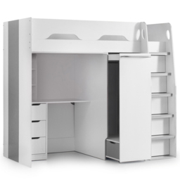 Julian Bowen Pegasus White and Silver High Sleeper with Storage - thumbnail 2