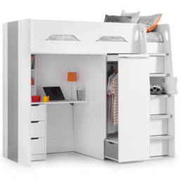 Julian Bowen Pegasus White and Silver High Sleeper with Storage - thumbnail 3