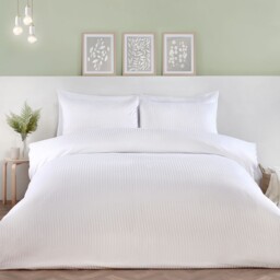 Pimlico White Double Satin Stripe Duvet Set - thumbnail 1
