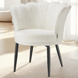 tectake Stella Cream and Black Faux Fur Padded Armchair
