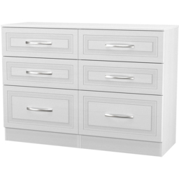 Crowndale Dorset 6 Drawer Signature White Wide Chest of Drawers Ready Assembled - thumbnail 4