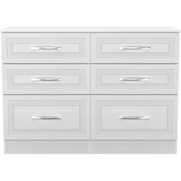 Crowndale Dorset 6 Drawer Signature White Wide Chest of Drawers Ready Assembled - thumbnail 2