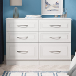 Crowndale Dorset 6 Drawer Signature White Wide Chest of Drawers Ready Assembled - thumbnail 1