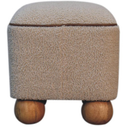 Artisan Furniture Serenity Cream Upholstered Footstool with Ball Feet - thumbnail 2