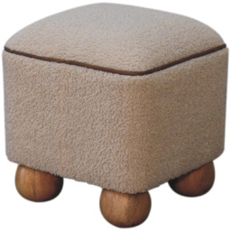 Artisan Furniture Serenity Cream Upholstered Footstool with Ball Feet - thumbnail 4